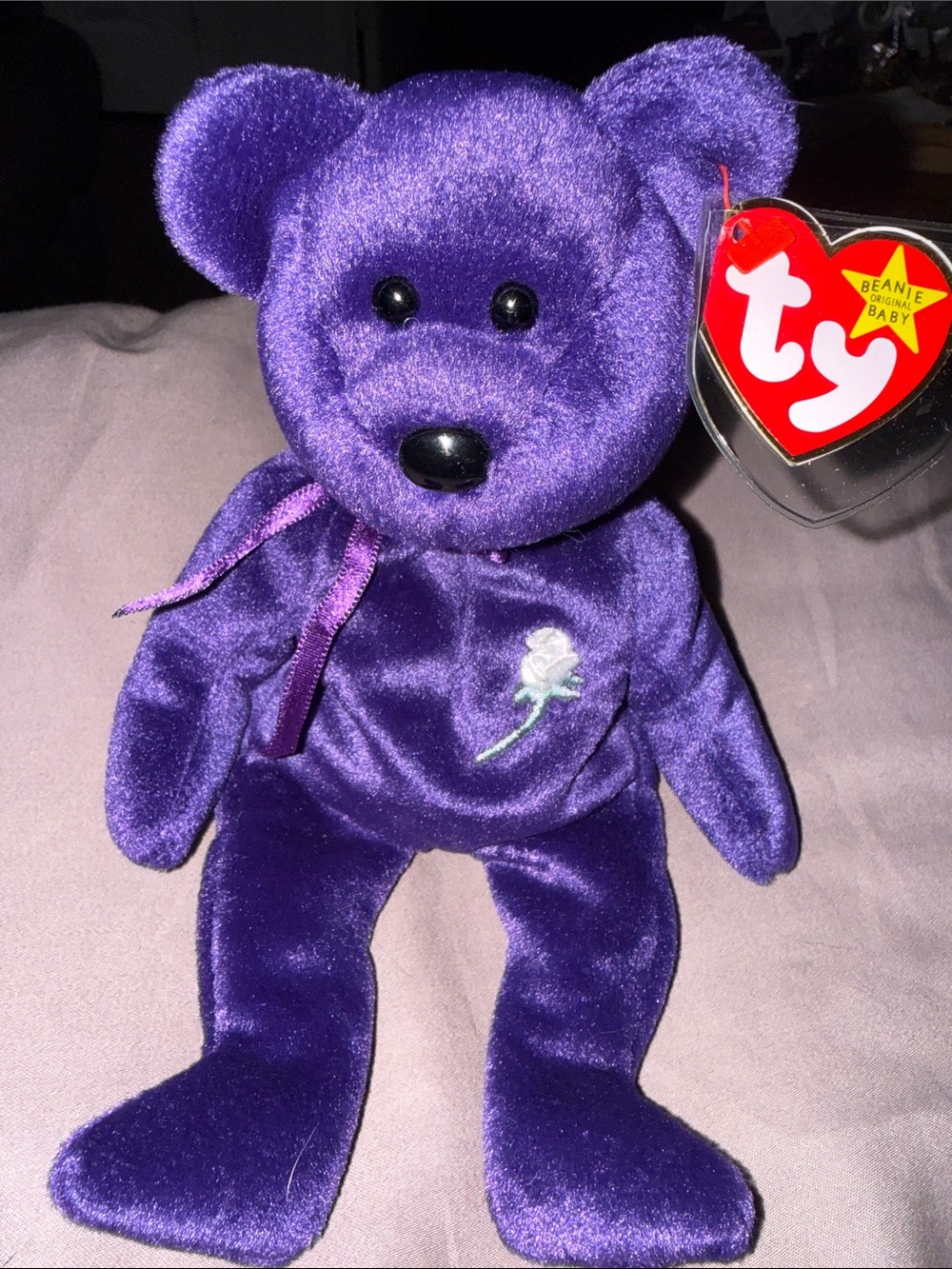 Vintage 1997 Ty Beanie Baby Princess Diana Bear - Authentic, Clean Tags